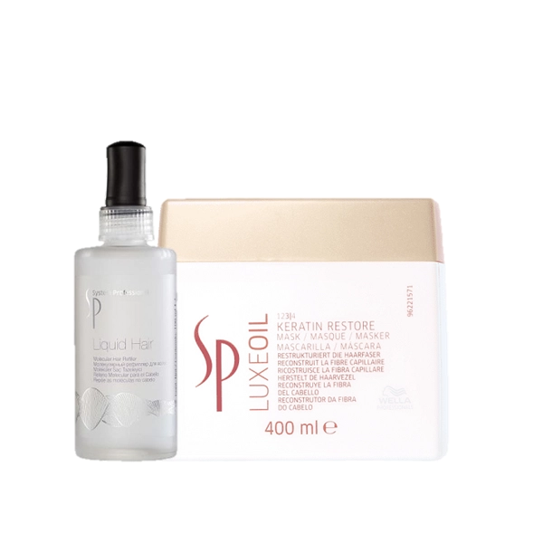 Produto: SP System Professional Luxe Oil Keratin Restore Mascara Capilar 400ml e Liquid Hair 100ml