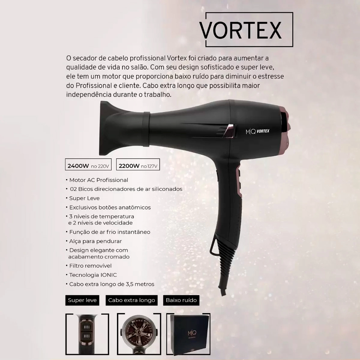 Produto: Secador de Cabelo Vortex Black MQ Professional 127V