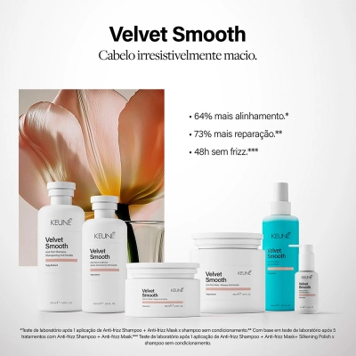 Kit Keune Velvet Smooth Shampoo Condicionador Máscara Spray Bifásico 1L 500ml 45ml Produto Kit Keune Velvet Smooth Shampoo Condicionador Máscara Spray Bifásico 1L 500ml 45ml
