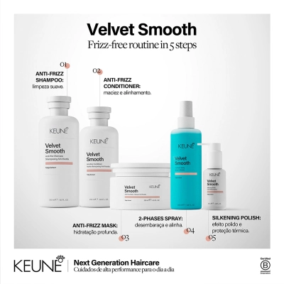 Kit Keune Velvet Smooth Shampoo e Máscara Limpeza e Maciez Produto Kit Keune Velvet Smooth Shampoo e Máscara Limpeza e Maciez