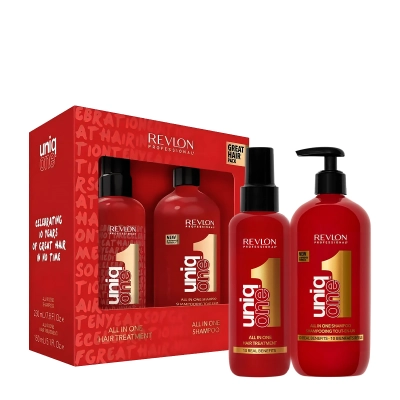 Revlon Professional Kit Uniq One All in One Shampoo Leave-in (2 produtos) Produto: Revlon Professional Kit Uniq One All in One Shampoo Leave-in (2 produtos)