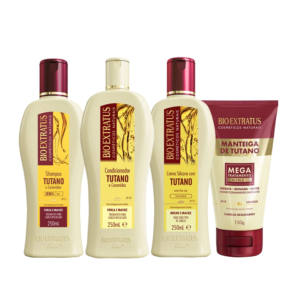 Kit Bio Extratus Tutano Shampoo Condicionador Manteiga e Creme de Silicone (4 produtos) Produto: Kit Bio Extratus Tutano Shampoo Condicionador Manteiga e Creme de Silicone (4 produtos)