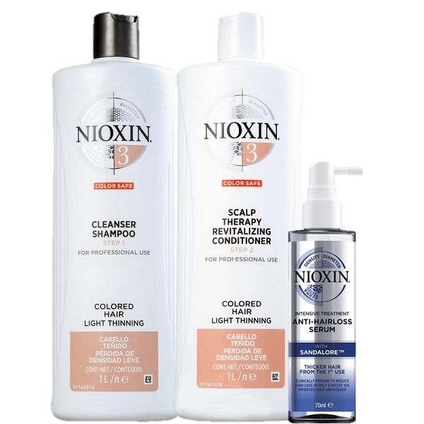 Produto: Nioxin Sistema 3 Cleanser Duo 1L e Serum Anti Hair 70ml 3 Produtos