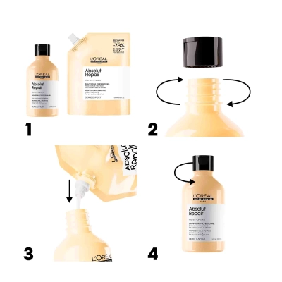 Shampoo Absolut Repair Gold Quinoa e Proteína L'Oréal Professionnel 500ml Refil Produto Shampoo Absolut Repair Gold Quinoa e Proteína L'Oréal Professionnel 500ml Refil