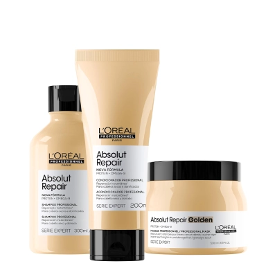 Produto: Kit Absolut Repair L'Oréal Professionnel Shampoo 300ml Condicionador 200ml Máscara 500g