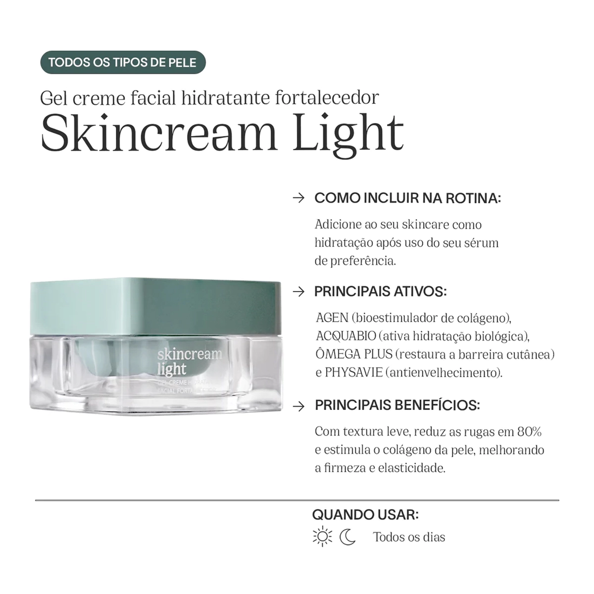 Produto Creme Hidratante Facial Skincream Light Care Natural Beauty 30ml