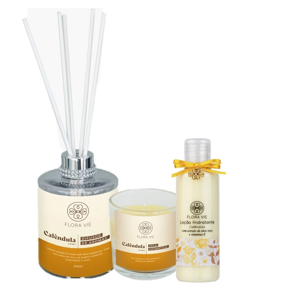 Produto: Kit Flora Vie Calendula Dupla Relaxante e Pele Ressecada (3 Produtos)