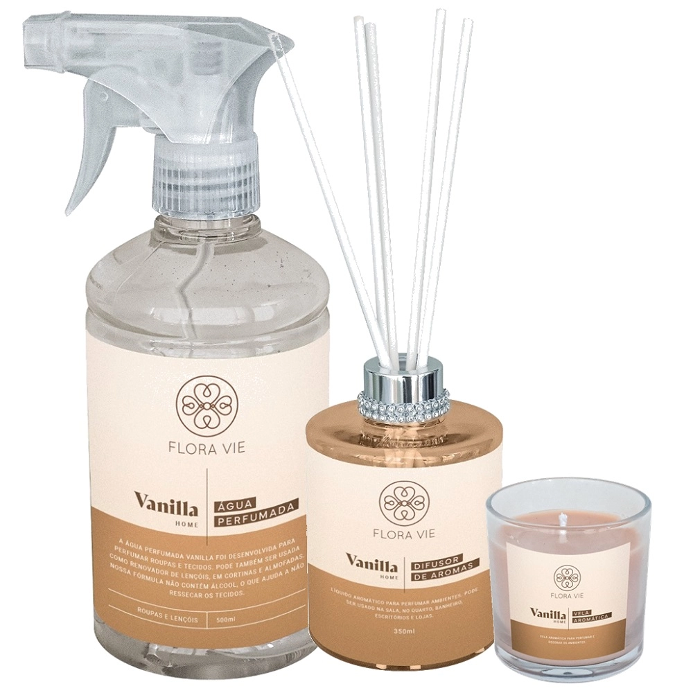 Kit Flora Vie Vanilla Aromatizante Sensacional (3 Produtos) Produto: Kit Flora Vie Vanilla Aromatizante Sensacional (3 Produtos)