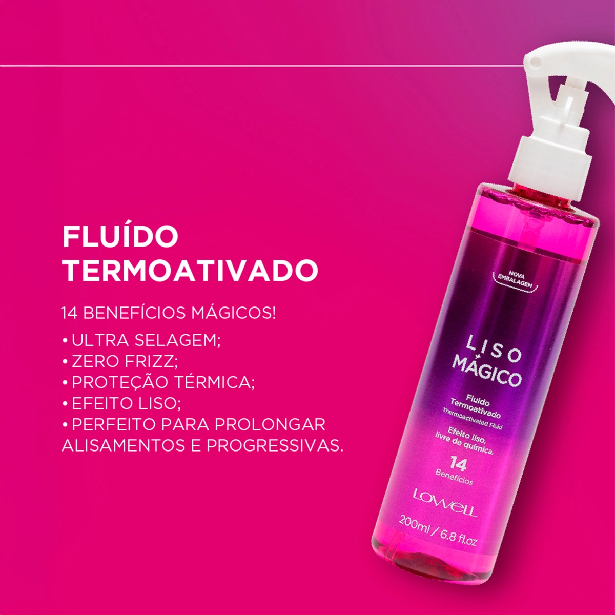 Produto: Kit Lowell Liso Mágico Fluído Termoativado Extra (2 unidades)