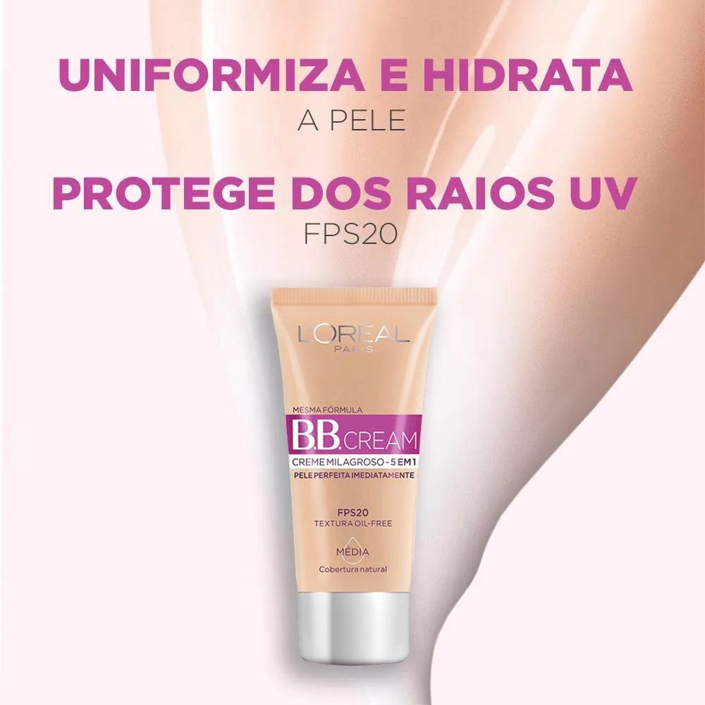 Produto: Bb Cream 5 Em 1 Fps 20 Médio L'Oréal Paris Dermo Expertise 30ml