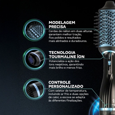 Escova Secadora Taiff Tourmaline Bivolt 1200W Azul Produto Escova Secadora Taiff Tourmaline Bivolt 1200W Azul