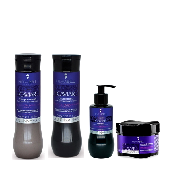 Produto: Kit Hidrabell Caviar By Lunna - Shampoo 350ml+Condicionador 330g+Leave-in 200g+Mascara 250g