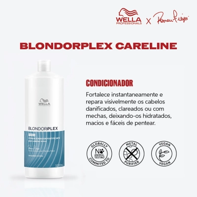 Kit BlondorPlex Wella Professionals Shampoo 1L Condicionador 1L e Necessaire Produto Kit BlondorPlex Wella Professionals Shampoo 1L Condicionador 1L e Necessaire