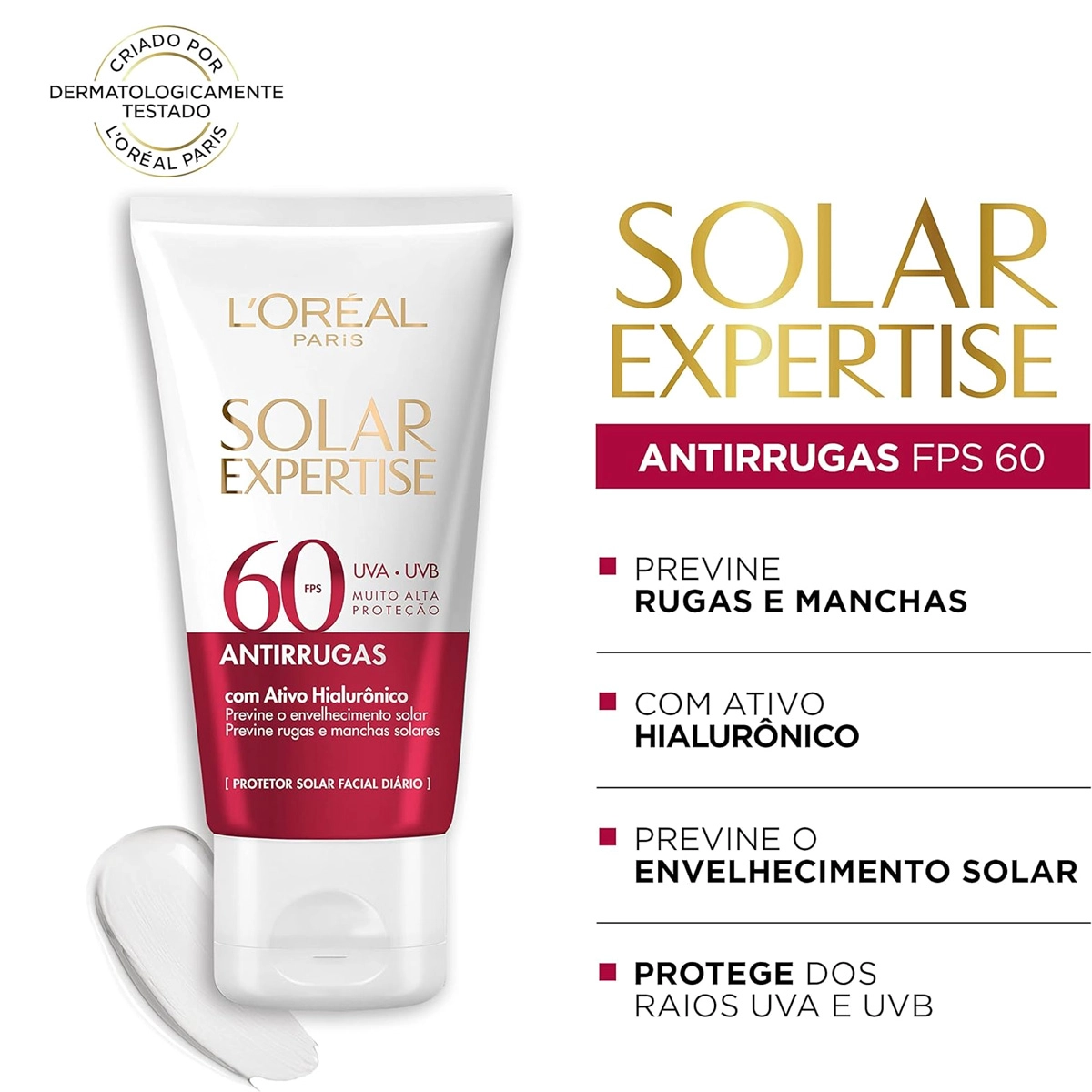 Produto: Protetor Solar Facial Antirrugas L'Oréal Paris Solar Expertise FPS60 40g