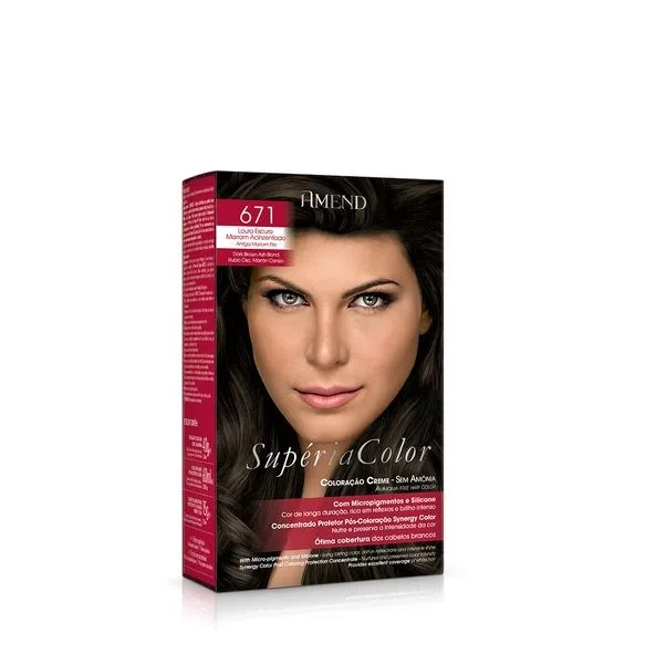 Produto: Tonalizante Louro Escuro Marrom Acinzentado 671 Amend Superia Color 40g