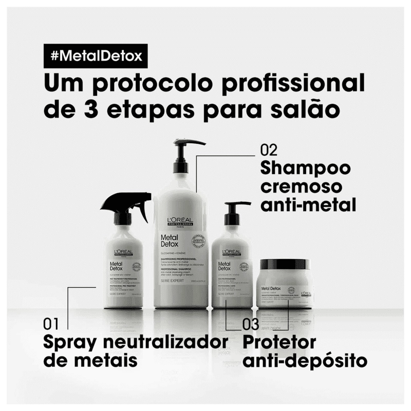 Produto: Kit L'Oréal Professionnel Metal Detox Shampoo Extra Litro Máscara e Produto Técnico (4 produtos)
