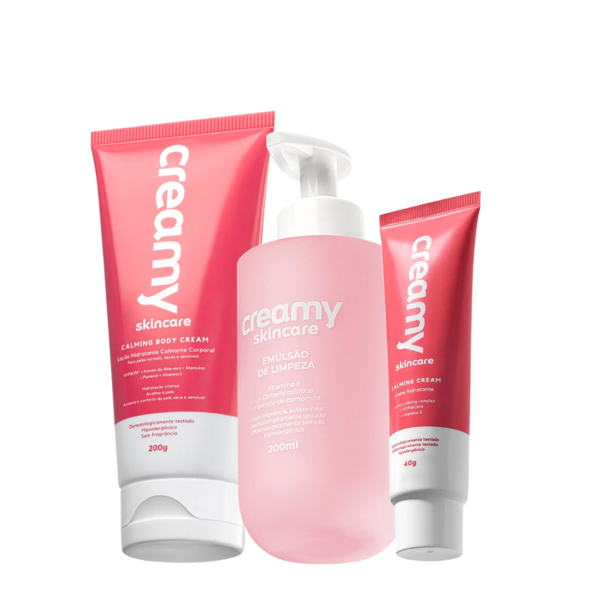 Kit Creamy Skincare Emulsão de Limpeza Calming Cream Corporal (3 produtos) Produto: Kit Creamy Skincare Emulsão de Limpeza Calming Cream Corporal (3 produtos)