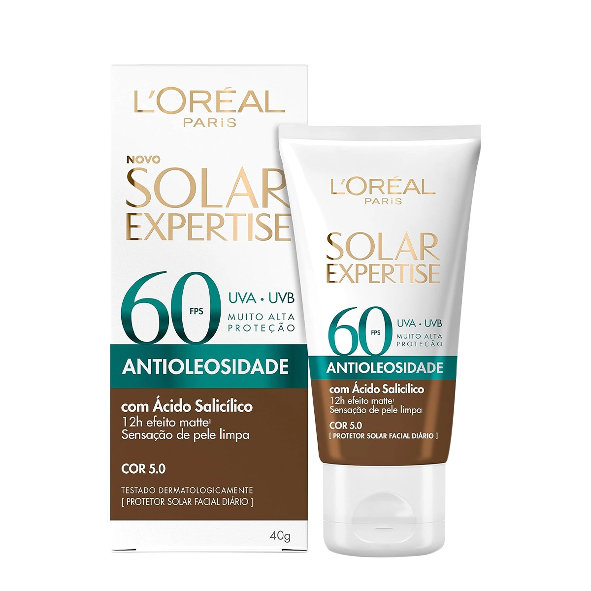 Protetor Solar Facial Antioleosidade FPS 60 Cor 5.0 L'Oréal Paris Solar Expertise 40g Produto Protetor Solar Facial Antioleosidade FPS 60 Cor 5.0 L'Oréal Paris Solar Expertise 40g