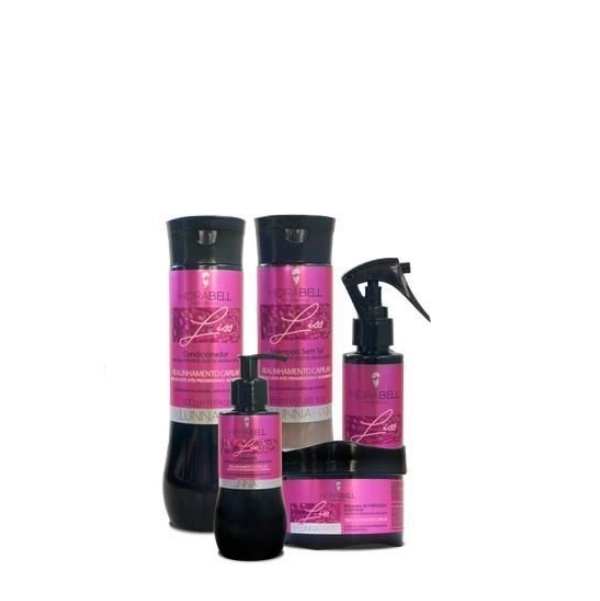 Hidrabell Liss By Lunna - Shampoo 350ml+Condicionador 330g+Leave-in 200g+Mascara 250g+Spray 120ml Produto: Hidrabell Liss By Lunna - Shampoo 350ml+Condicionador 330g+Leave-in 200g+Mascara 250g+Spray 120ml