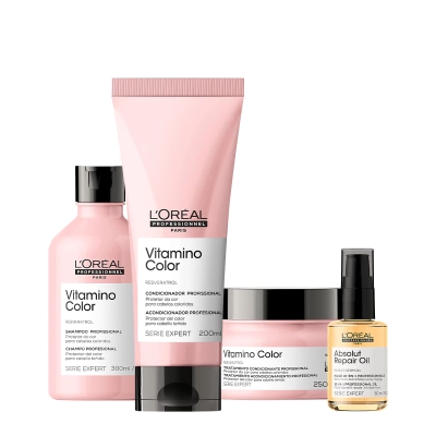 Produto: Kit L'Oréal Professionnel Vitamino Color Shampoo 300ml Condicionador 200ml Máscara 250g Óleo 30ml