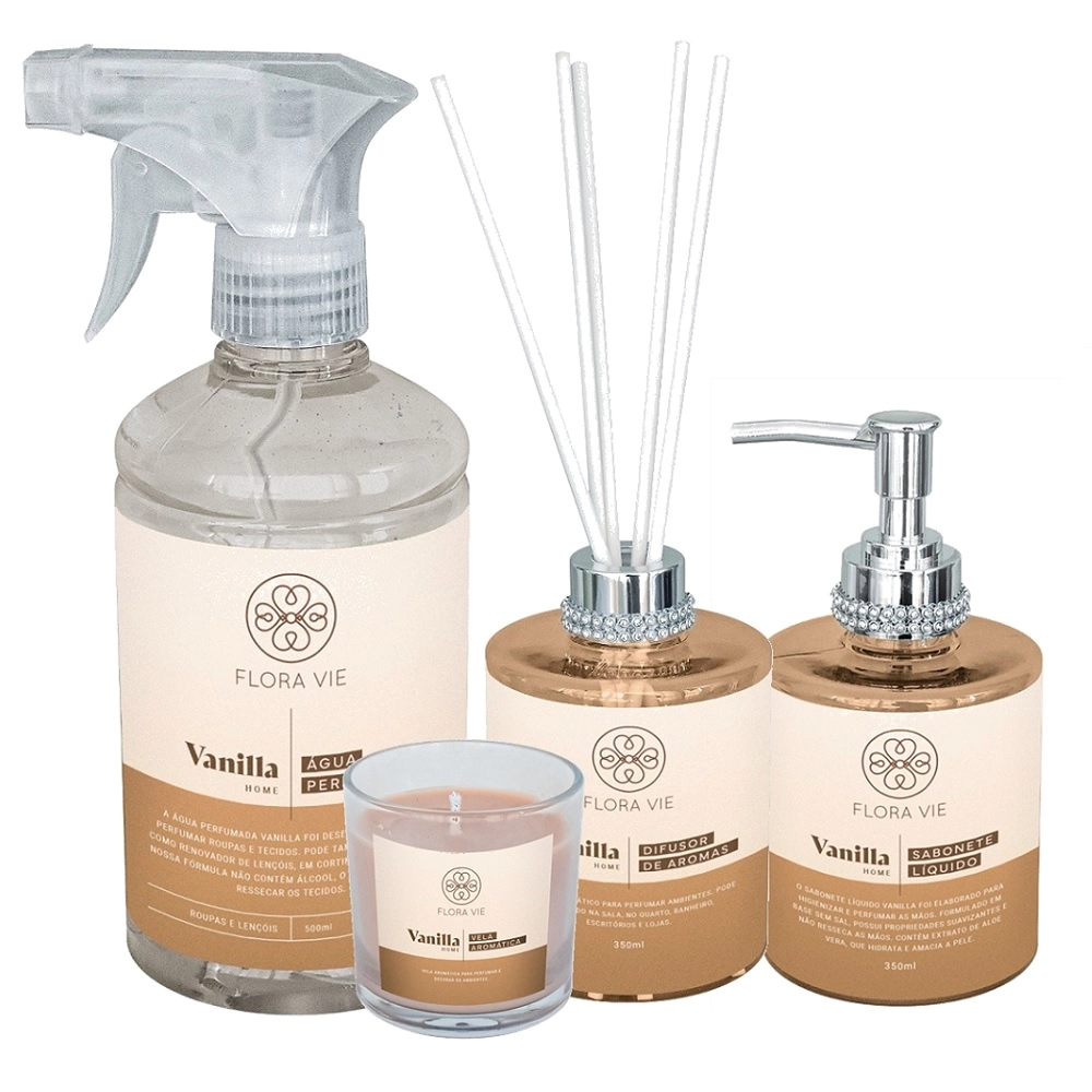 Produto: Kit Flora Vie Vanilla Casa Perfumada (4 Produtos)