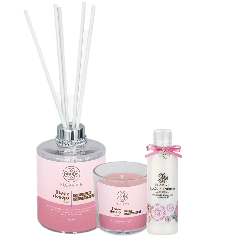 Kit Flora Vie Doce Desejo Relaxante e Pele Ressecada (3 Produtos) Produto: Kit Flora Vie Doce Desejo Relaxante e Pele Ressecada (3 Produtos)