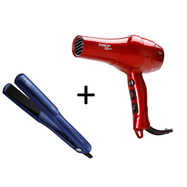 Produto: Kit Secador Red Ion 1900W 110V e Chapinha Blue Ion 200 Graus Bivolt Taiff