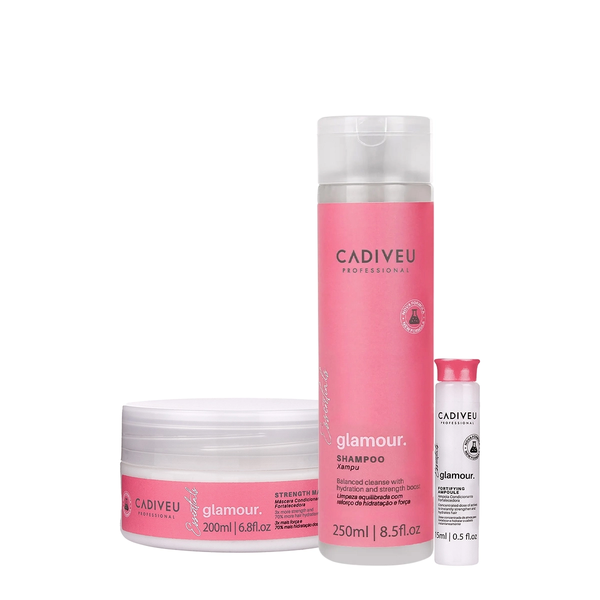 Kit Cadiveu Professional Essentials Glamour Shampoo Máscara e Ampola (3 produtos) Produto: Kit Cadiveu Professional Essentials Glamour Shampoo Máscara e Ampola (3 produtos)
