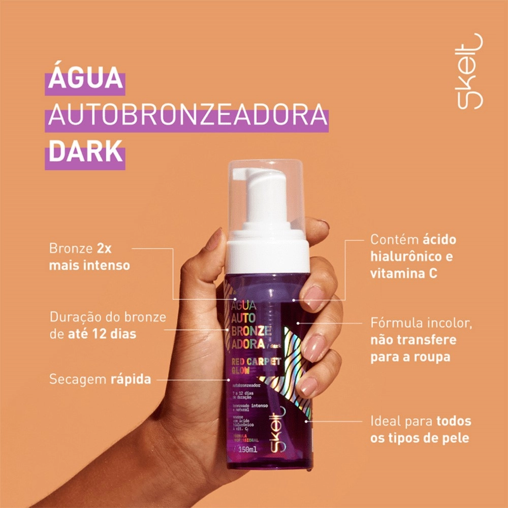 Água Autobronzeadora Corporal Dark Red Carpet Glow Skelt 150ml Produto Água Autobronzeadora Corporal Dark Red Carpet Glow Skelt 150ml