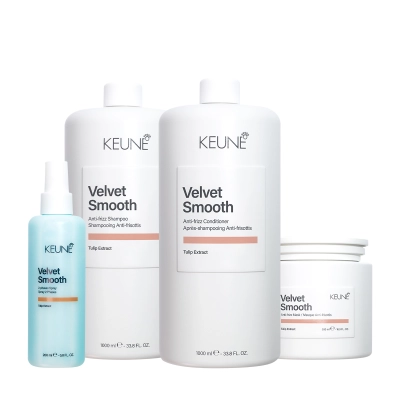 Produto Kit Keune Velvet Smooth Controle de Frizz Shampoo 1L Condicionador 1L Máscara 500ml Spray 45ml