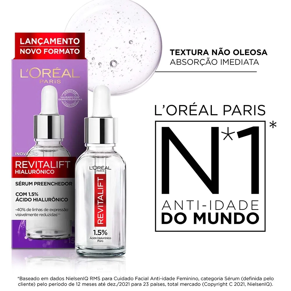 Produto: Sérum Preenchedor Facial Anti-idade L'Oréal Paris Revitalift Hialurônico 15ml