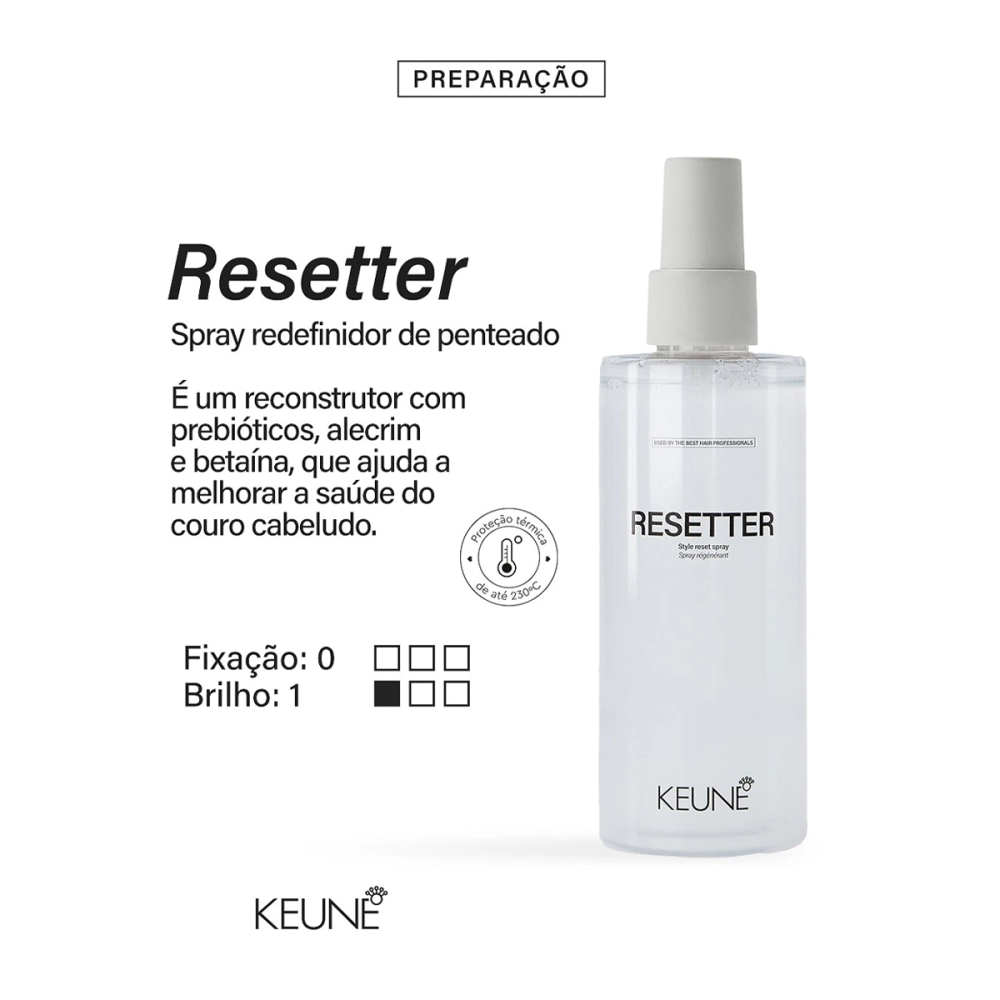 Produto: Spray Finalizador Heat Protect Resetter Keune Style 200ml