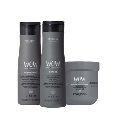Produto: Kit Arvensis Wow Força e Crescimento Shampoo Condicionador e Máscara Grande (3 produtos)
