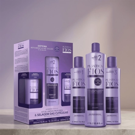 Produto Kit Cadiveu Plástica dos Fios Disciplina Máxima Shampoo 300ml Tratamento 1L Máscara 300ml