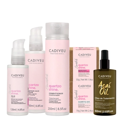 Kit Cadiveu Professional Essentials Quartzo Shine Shampoo Barra Condicionador Máscara Barra Pré-Shampoo Leave-in e Açaí Produto: Kit Cadiveu Professional Essentials Quartzo Shine Shampoo Barra Condicionador Máscara Barra Pré-Shampoo Leave-in e Açaí