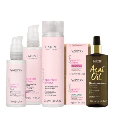 Kit Cadiveu Professional Essentials Quartzo Shine Shampoo Barra Condicionador Máscara Barra Pré-Shampoo Leave-in e Açaí Produto: Kit Cadiveu Professional Essentials Quartzo Shine Shampoo Barra Condicionador Máscara Barra Pré-Shampoo Leave-in e Açaí