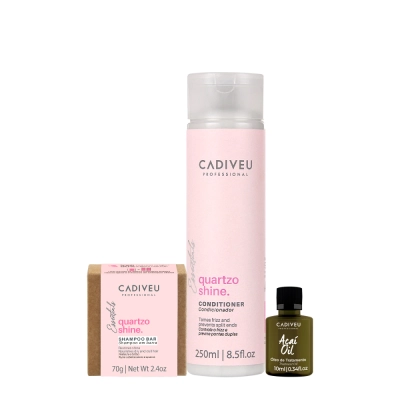 Kit Cadiveu Professional Essentials Quartzo Shine Shampoo em Barra Condicionador e Açaí Oil (3 produtos) Produto: Kit Cadiveu Professional Essentials Quartzo Shine Shampoo em Barra Condicionador e Açaí Oil (3 produtos)