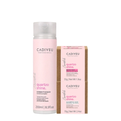 Kit Cadiveu Professional Essentials Quartzo Shine Shampoo em Barra Condicionador e Máscara em Barra (3 produtos) Produto: Kit Cadiveu Professional Essentials Quartzo Shine Shampoo em Barra Condicionador e Máscara em Barra (3 produtos)