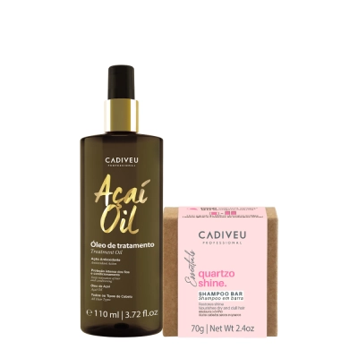 Produto: Kit Cadiveu Professional Essentials Quartzo Shine Shampoo em barra e Açaí Oil 110 (2 produtos)