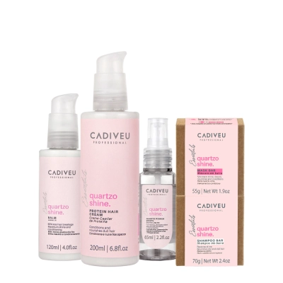 Kit Cadiveu Professional Essentials Quartzo Shine Shampoo Máscara em Barra Pré Shampoo Leave-in e Óleo (5 produtos) Produto: Kit Cadiveu Professional Essentials Quartzo Shine Shampoo Máscara em Barra Pré Shampoo Leave-in e Óleo (5 produtos)