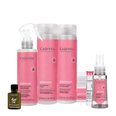 Produto: Kit Cadiveu Profissional Essentials Glamour Completo e Óleo Açaí 10ml (7 produtos)