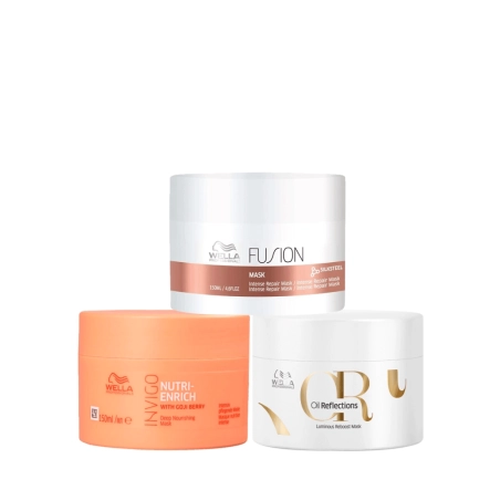 Produto: Kit Cronograma Capilar Wella Professionals Fusion Enrich Oil Reflections 3 Máscaras 150ml