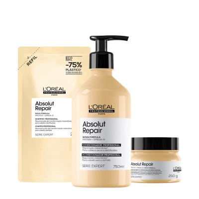 Produto Kit L'Oréal Professionnel Absolut Repair Gold Quinoa Protein Shampoo 240ml Condicionador 750ml