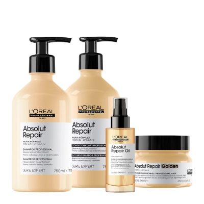 Produto: Kit L'Oréal Professionnel Absolut Repair Gold Quinoa Protein Shampoo Condicionador Máscara e Óleo (4 produtos)