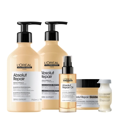 Produto: Kit L'Oréal Professionnel Absolut Repair Gold Quinoa Protein Shampoo Condicionador Máscara Óleo e Power Repair (5 produt