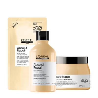 Produto: Kit L'Oréal Professionnel Absolut Repair Gold Shampoo Máscara Refil (3 produtos)