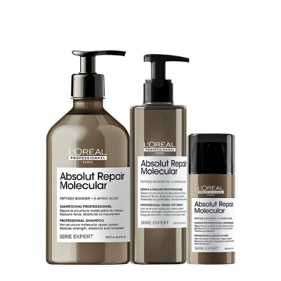 Produto: Kit L'Oréal Professionnel Absolut Repair Molecular Shampoo 500 Sérum e Leave-in (3 produtos)