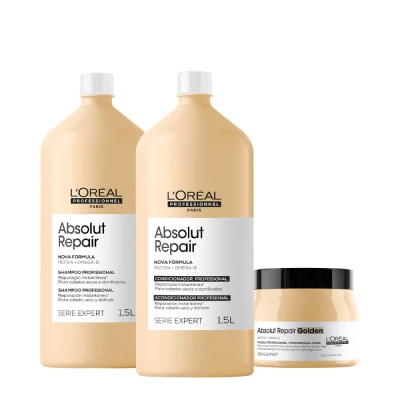 Produto: Kit L'Oréal Professionnel Absolut Repair Salon Golden Shampoo Condicionador e Máscara
