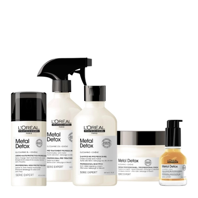 Produto: Kit L'Oréal Professionnel Metal Detox Shampoo Leave-in Máscara Óleo e Spray Neutralizador Anti-Metal (5 produtos)