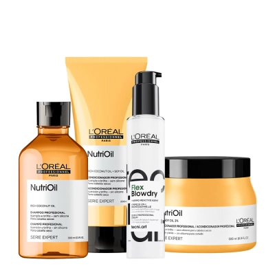 Produto: Kit L'Oréal Professionnel NutriOil Shampoo Condicionador Máscara e Blow Dry Fluidifier Leave-In (4 produtos)